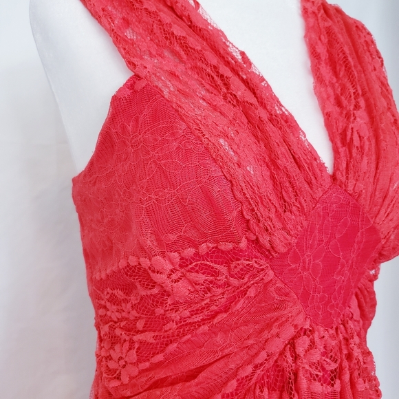 Casting Orange Sheer Lace Sleeveless Dress - Picture 2 of 8